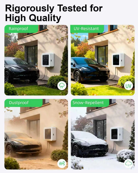 Universal Lockable EV Charger Outdoor Enclosure And Heavy Duty Metal Protective Guard For Level 2 Charging Stations shown in environmental tests.
