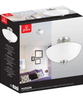 13 Inch Two Light Semi Flush Mount Ceiling Light in Brushed Nickel with Chrome Accents and Frosted Glass Shade