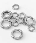 Pro Level Split Lock Washers Built From Hardened 304 Stainless Steel Features A Clear Three Eighth Size Packed Fifty Deep To Keep Systems Hella Secure And Totally Rust Free Under Pressure, assorted sizes.