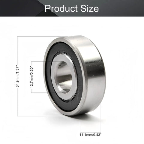 10 Pack Sealed Ball Bearings 1/2 Inch Bore 1-3/8X7/16 Compatible with Ariens Gravely John Deere Snow Blower 1621rs 05408000 Am122108, showing dimensions.