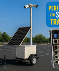 Eight-Port Industrial Gigabit PoE Switch Built For Solar Installs with solar trailer setup in parking lot
