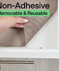 Pro Level Non Adhesive Cabinet Liner For Drawers And Shelves, Extra Grip Anti Slip Paper In Smooth Beige, showing texture and flexibility.