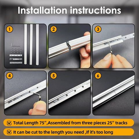Installation instructions for Anodized Aluminum Sliding Screen Door Track 75 Inch Bottom Track Replacement For Patio Doors