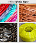 Four finished filament spools in various colors, showcasing Desktop 3D Printer Filament Extruder Converts Plastic Waste Into Reliable Filament.