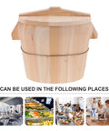 Built Tough Cedar Wood Rice Steamer Bucket With Secure Lid And Heavy Duty Nonslip Base For Uniform Cooking, 210mm size.
