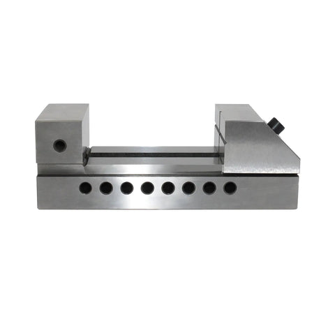 Side view of Screwless Mini Insert Vise For Toolmakers, 3 Inch Steel With 0.0002 Inch Precision Ground Surfaces, V Groove Design.