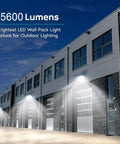 Bright LED lighting on a commercial building using Tough As Nails 150W Led Wall Pack Light For Outdoor Use Packing 21000 Lumens.