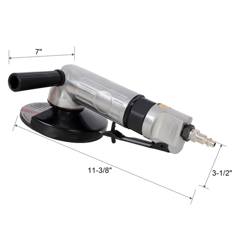 5 Inch Pneumatic Angle Grinder Built Different With Quick Air Hookup And 11000 RPM Power, compact design for metal work.