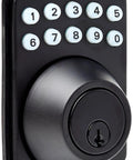 Rock Solid Electronic Keypad Deadbolt With Touch Control Keyless Entry And Fast Auto Relock In Classic Matte Black, showing keypad design.