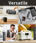 Image showcasing Travel Electric Kettle with 6 Temperature Presets, LCD Display in various settings: home, travel, office, RV.