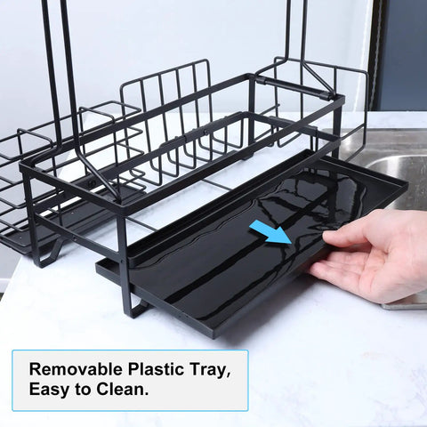 Outdoor Grill Caddy With Paper Towel Holder And Utensil Organizer, showing removable plastic tray feature