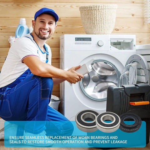 Heavy Duty Washer Tub Bearing And Seal Replacement Kit For Select Kenmore And Lg Models Top Shelf Parts displayed with a technician.