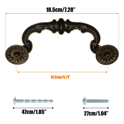 Four Piece 150mm Center Drawer Pull Handles In Zinc Alloy Rustic Vintage Style Drop Down Bail Swing Dresser Cabinet Pulls With Antique Yellow Bronze Finish