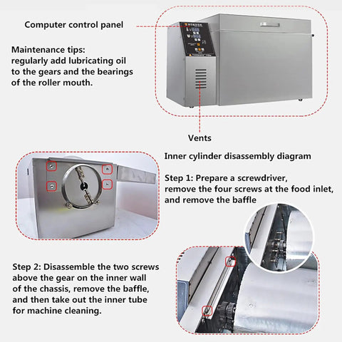 Computer control panel of High Capacity Electric Coffee Roaster Machine With Precise Temperature Control for maintenance guidance.