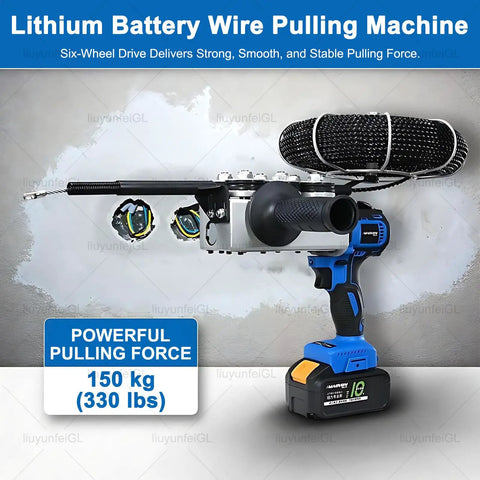 Heavy Duty 21V Electric Cable Puller Equipped With A High Torque Brushless Motor And Dual Lithium Batteries for tackling wire pulling.