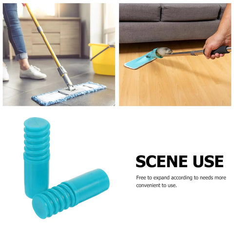 Heavy Duty 2 Pack Threaded Pole End Adapters For 19MM Metal Mop Rods in sky blue, used for cleaning mops and poles.