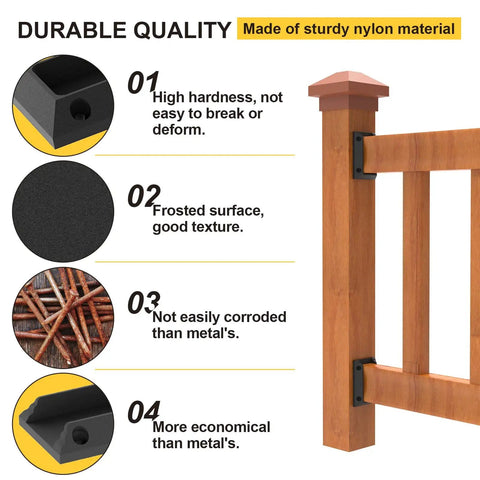 Railing Bracket Connectors For 2x4 Wood Posts Built Tough Nylon Construction showing durability and texture details