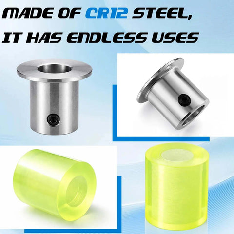Pro Grade Bead Roller Tipping Die Set With Polyurethane Wheel For Sheet Metal Forming CR12 Steel Dies displayed on blue background