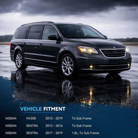 Heavy Duty 12 Piece Front Suspension Kit For 2013 To 2019 Nissan Sentra And Nv200 displayed on a car with vehicle fitment details.
