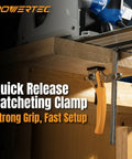 Two Pack Quick Release Ratcheting Table Clamps For MFT And Guide Rail System 7 Inch Opening And 2 And 3 Eighths Inch Throat Depth Heavy Duty Woodworking Clamp Set for MFT table