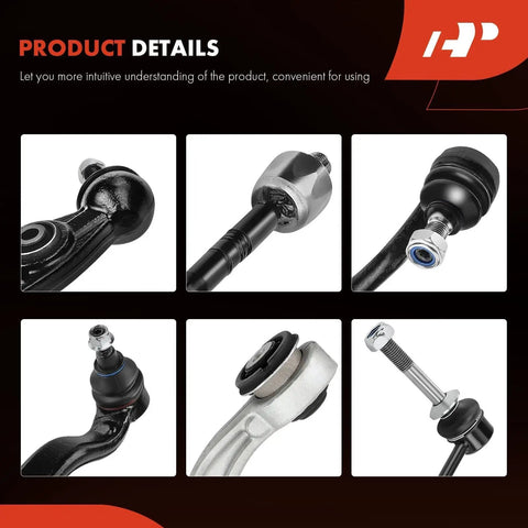 Heavy Duty Front Suspension Strut Assembly Bundle With Beefed Up Upper And Lower Control Arms For BMW X5 E70 And X6 E71 2007 To 2013 components close-up details