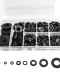 Nylon Flat Washer Kit 510 Pcs Assortment Set For Electrical Connections In Home And Commercial Appliances Including M2 M2.5 M3 M4 M5 M6 M8 M10 Sizes For Quick DIY Repairs And Hardware Projects displayed in plastic box.