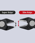 Close-up comparison of Sleek 6 Inch Slim Zip Tie Pliers with slick flush cutting action and asymmetrical handles.