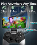 Wireless Game Controller for Switch PC iPhone Android Apple Arcade TV Steam with phone clip in airplane setting