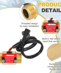 One Half Inch Hall Effect Water Flow Sensor Brass Body Flow Meter With PTFE Tape showing brass construction and wiring details.