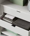 Drawer with 10 Pack Matte Black Aluminum Alloy Finger Pulls For Kitchen Cabinets And Dresser Drawers Edge Handles Concealed Mount