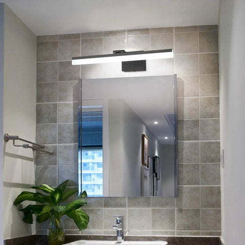 24 Inch LED Modern Matte Black Bathroom Vanity Light Over Mirror Bar With 180 Degree Up Down Adjustment for shadow-free lighting