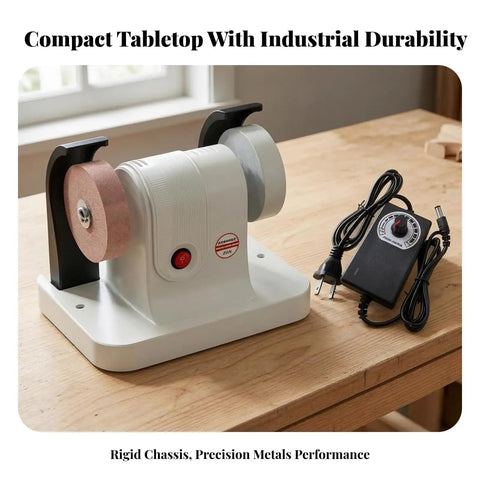 Knockout Bench Grinder With Versatile Polishing Wheel Copper Motor Eight Speeds Stable Platform for blade sharpening.