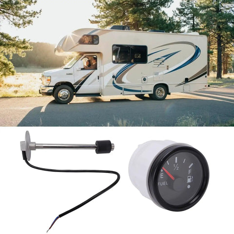 Slick Marine Fuel Level Sensor And Dashboard Gauge 240 To 33 Ohm With Rust Proof Stainless Sender 152 mm for RV installation.
