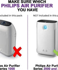 Comparison showing air purifiers 1000 not included and 2000/2000i compatible with Replacement Filter Set For Purifier Series 2000 And 2000i 2 Pack With True HEPA Filter And Activated Carbon Filter To Keep Your Indoor Air Fresh And Clean Easy Install Compatible With AC2889 AC2887 AC2882.
