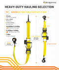 Retractable Ratchet Tie Down Strap 2 Inch By 16 Foot Heavy Duty With Snap Hooks 10000 Lbs Breaking Strength spec sheet