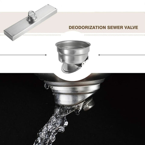 Top Tier Chrome Linear Shower Drain With Slick Odor Guard Solid 304 Stainless Steel Rectangle Floor Drain featuring a sewer valve.