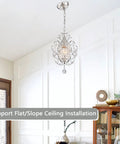 Small Crystal Chandelier Pendant Light Fixture With Elegant Sparkle One Light Adjustable Hanging Fixture for modern home decor