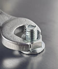 Close-up of Weather Ready Carriage Bolt Kit With 20 Sets Of Carbon Steel Bolts Nuts With Washers, zinc plated bolt and wrench.