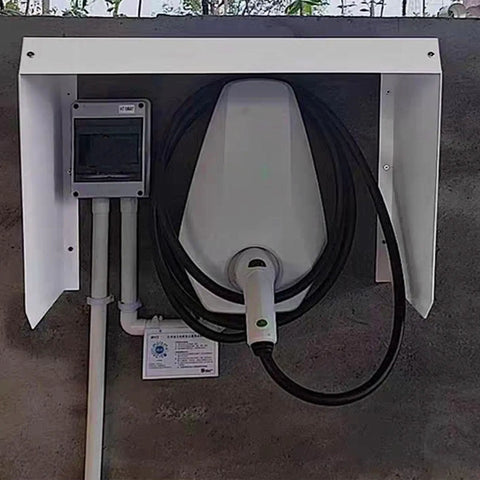 Heavy Duty Universal EV Charger Cover Built Like A Tank With Flip Up Lid Weatherproof Rain Snow UV Shield For Electric Vehicle Wall Mount Protector Shields Your Ride From Frostbite on wall-mounted charger.