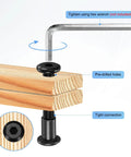M8 X 12Mm Hex Drive Socket Cap Bolt with barrel nut joining wooden planks for tight furniture assembly connection.
