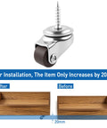 One Half Inch Small Caster Wheels Single Screw Mounting, Mini Low Profile Swivel Castors for furniture, installation view