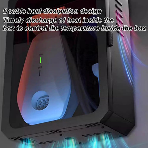 Badass Outdoor Lockable Cabinet For EV Chargers Featuring Clear Tempered Glass Window with heat dissipation design and integrated airflow.