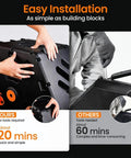Comparison of 170L Outdoor Compost Tumbler With Ventilation System showing easy assembly in 20 mins versus 60 mins with tools