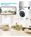 Smooth Running 1080P HD WiFi IP Camera With Badass Video Quality showing mobile app control over camera in a modern living room.