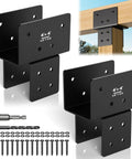 Stainless Steel Post To Beam Connector Bracket Set For Wood Posts 4x4 Actual 3.5 By 3.5 Inches 2 Pack Tie Bracket For Pergolas Gazebos Decks Porches Heavy Duty Black Secure Connection For Outdoor Structures