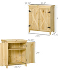 Built Tough 32 Inch Workshop Cabinet With Rust Resistant Galvanized Top And Dual Wooden Shelves, side view and open, showing shelves.