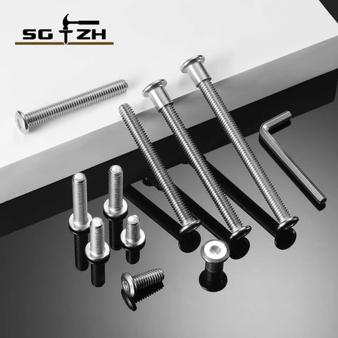 1/4 20 X 1/2 Flat Head Hex Socket Cap Screw And Bolt Pack With Hex Wrench Solid 304 Stainless Steel Hardware on black surface.
