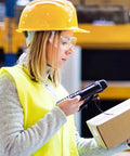 Killer Safety Glasses With Side Shields For Labs Shops And Daily Grinding Lightweight wraparound eye protection worn by woman scanning package.
