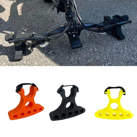 Two Pack Bicycle Maintenance Handlebar Clip On Stand Mount Bracket in use on road bike and shown in orange, black, yellow