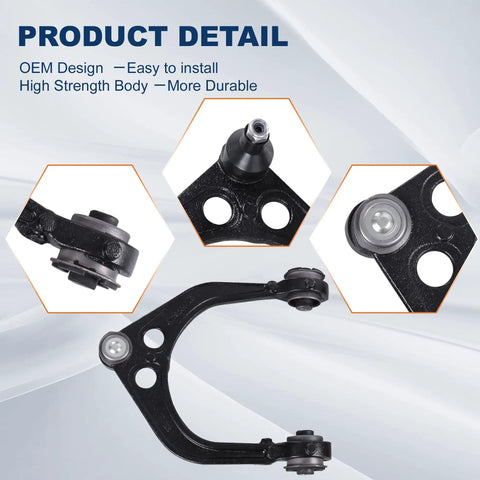 Beefed Up Front Suspension Repair Kit With Upper Lower Control Arms Ball Joints Sway Bars And Tie Rod Ends 16 Piece Set Smooth Setup For Chrysler 300 Dodge Challenger Charger Rwd, showing upper control arm with ball joint.